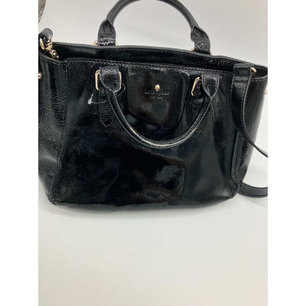 Kate Spade New York Black Patent Leather Tote Bag Gold Hardware Handbag - Picture 3 of 8